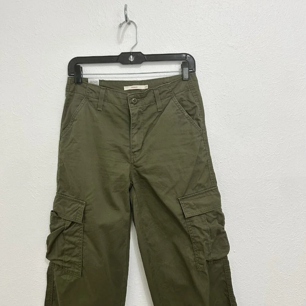 Levis Pants Sz 25 Green '94 Baggy Utility Cargo Drawstring Leg Streetwear Skater - Picture 4 of 14
